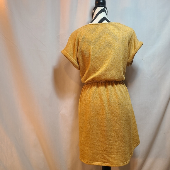 12 Pm By Mon Ami Mustard Mini Slub Terry Knit Dress - Picture 4 of 5